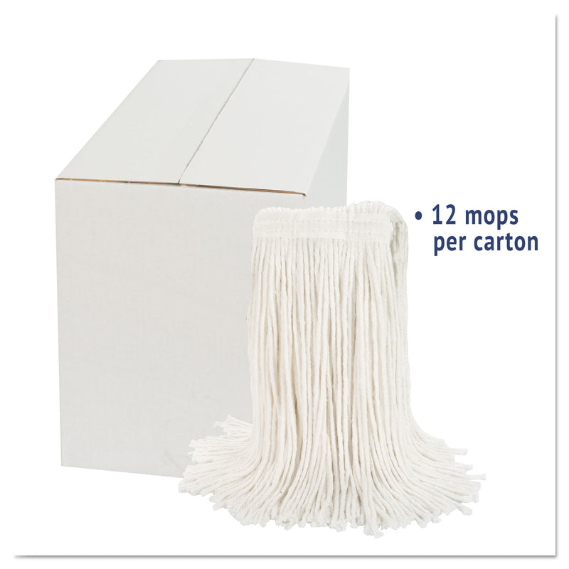 Boardwalk Cut-End Wet Mop Head, Rayon, No. 20, White, 12/Carton