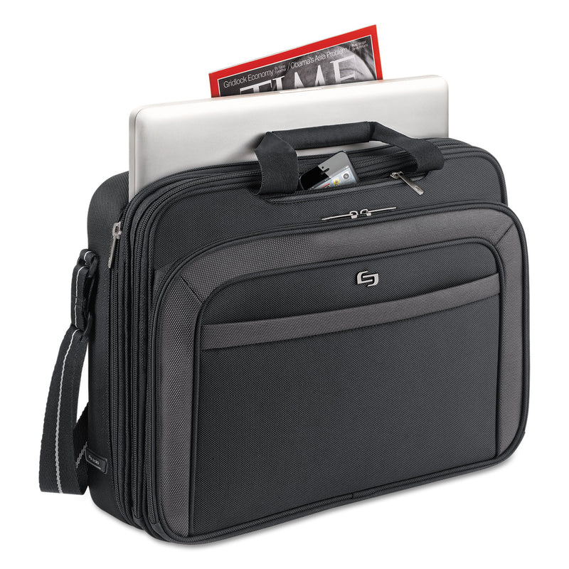 Solo Pro CheckFast Briefcase, Fits Devices Up to 17.3", Polyester, 17 x 5.5 x 13.75, Black