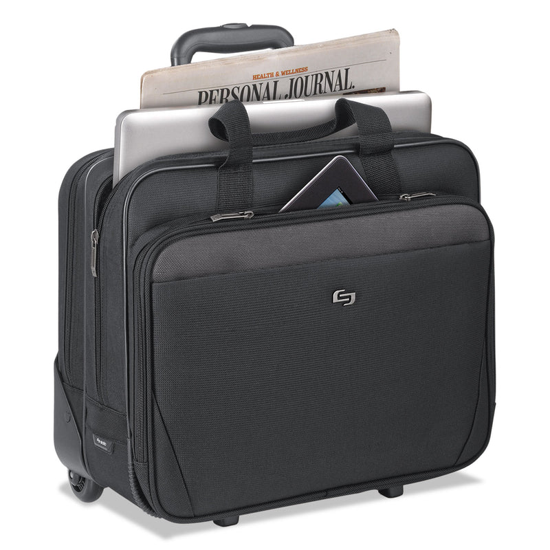 Solo Classic Rolling Case, Fits Devices Up to 17.3", Polyester, 16.75 x 7 x 14.38, Black