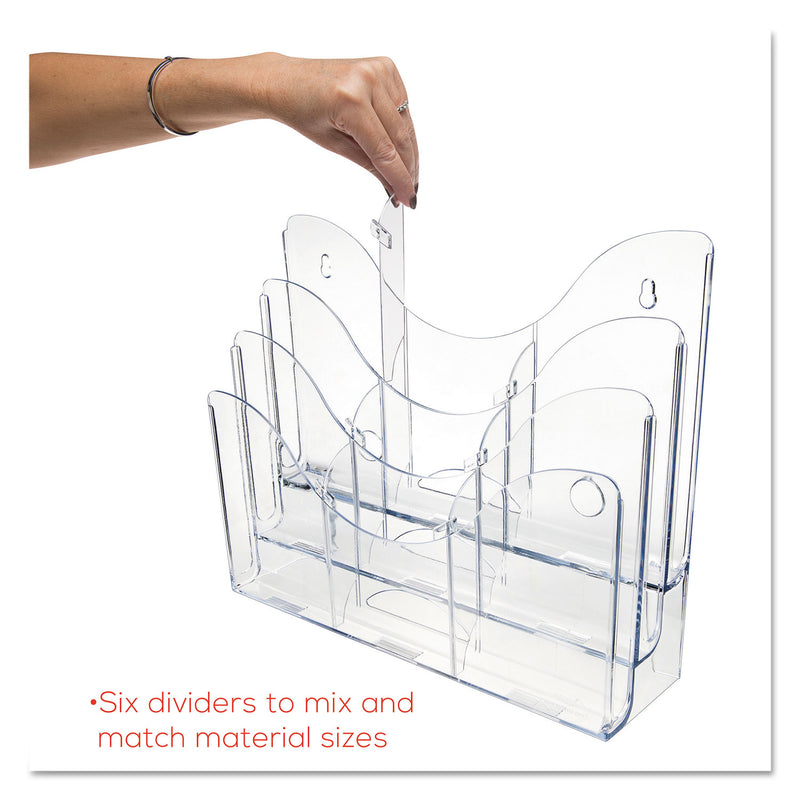 deflecto 3-Tier Document Organizer w/6 Removable Dividers, 14w x 3.5d x 11.5h, Clear