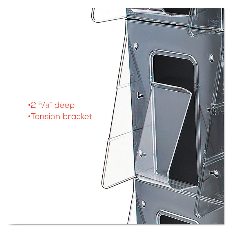 deflecto Stand-Tall 9-Bin Wall-Mount Literature Rack, Mag, 27.5w x 3.38d x 35.63h, Clear/Black