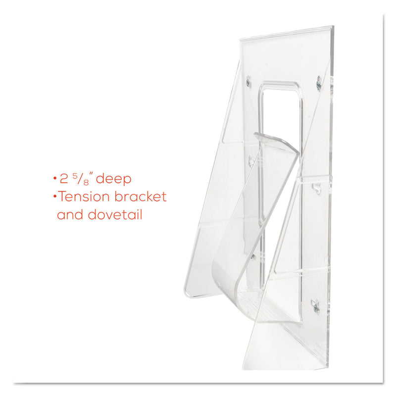 deflecto Stand-Tall Wall-Mount Literature Rack, Magazine, 9.13w x 3.25d x 11.88h, Clear