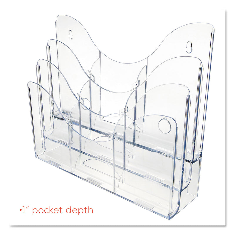 deflecto 3-Tier Document Organizer w/6 Removable Dividers, 14w x 3.5d x 11.5h, Clear