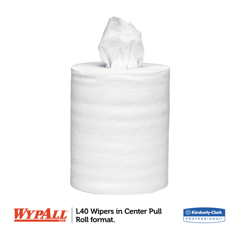 WypAll L40 Towels, Center-Pull, 10 x 13.2, White, 200/Roll, 2/Carton