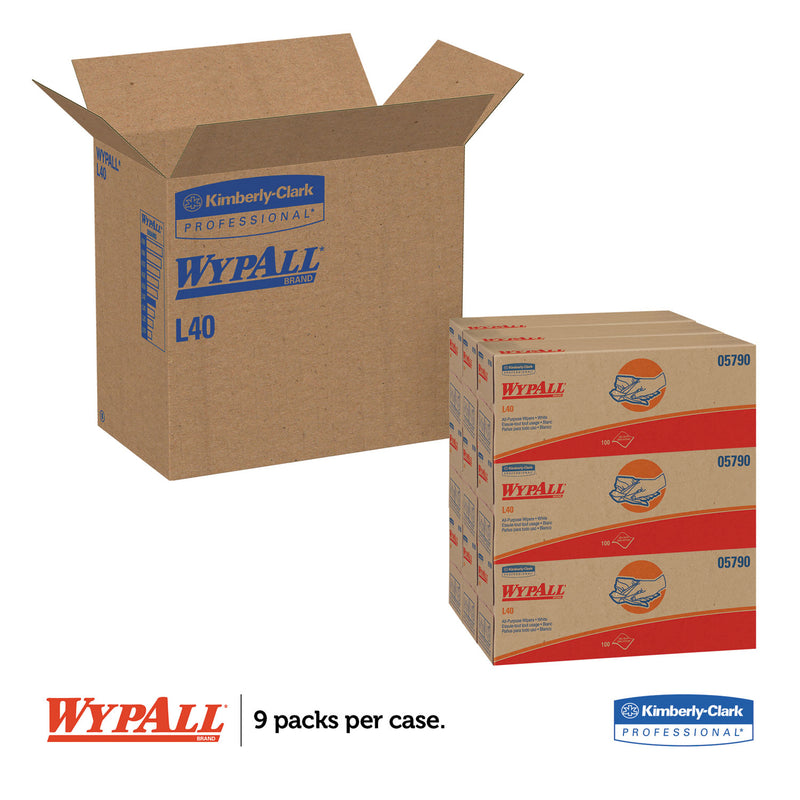 WypAll L40 Towels, POP-UP Box, 16.4 x 9.8, White, 100/Box, 9 Boxes/Carton