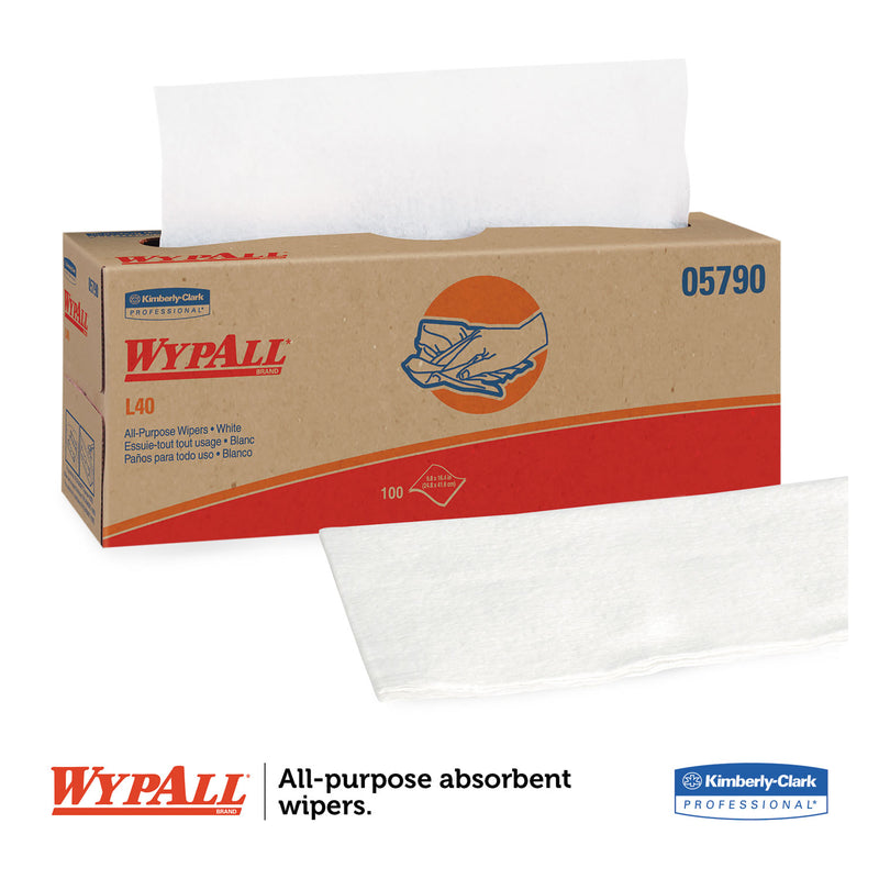 WypAll L40 Towels, POP-UP Box, 16.4 x 9.8, White, 100/Box, 9 Boxes/Carton