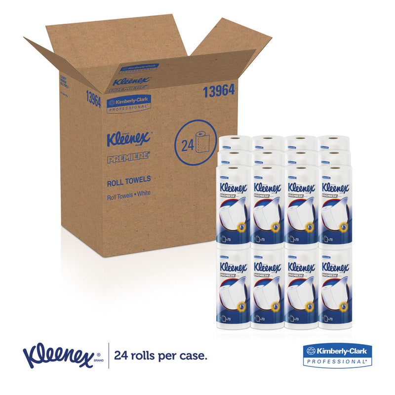 Kleenex Premiere Kitchen Roll Towels, 1 Ply, 11 x 10.4, White, 70/Roll, 24 Rolls/Carton