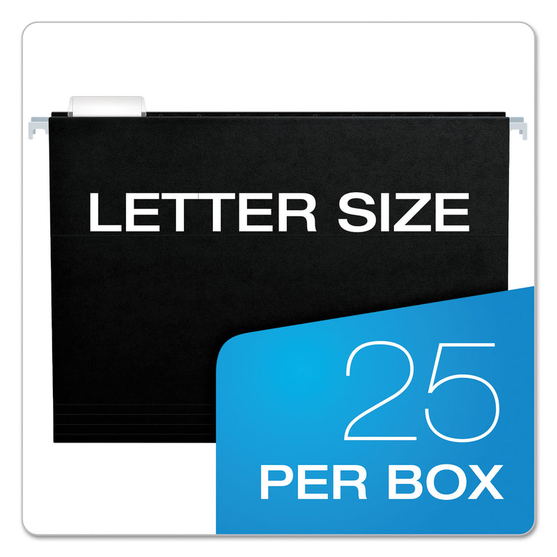 Pendaflex Colored Hanging Folders, Letter Size, 1/5-Cut Tabs, Black, 25/Box