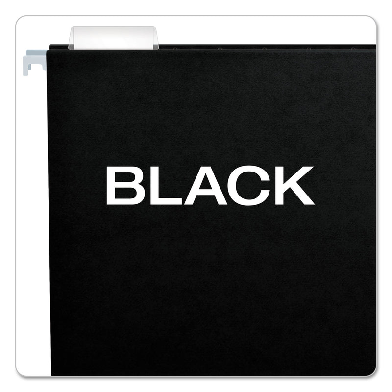 Pendaflex Colored Hanging Folders, Letter Size, 1/5-Cut Tabs, Black, 25/Box