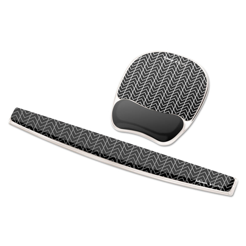 Fellowes Photo Gel Mouse Pad with Wrist Rest with Microban Protection, 7.87 x 9.25, Chevron Design