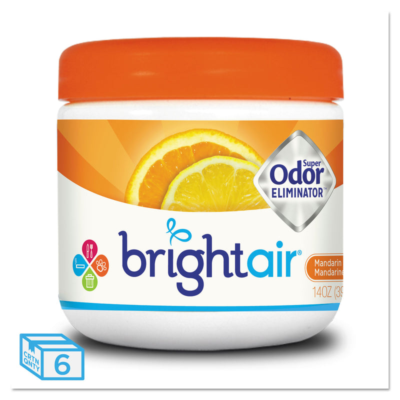 BRIGHT Air Super Odor Eliminator, Mandarin Orange and Fresh Lemon, 14 oz Jar, 6/Carton