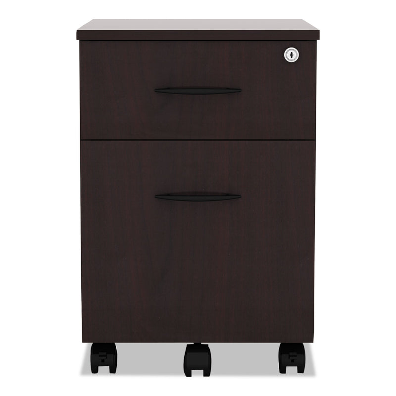 Alera Valencia Series Mobile Pedestal, Left or Right, 2-Drawers: Box/File, Legal/Letter, Mahogany, 15.88" x 19.13" x 22.88"