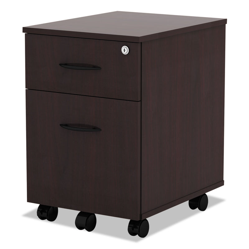 Alera Valencia Series Mobile Pedestal, Left or Right, 2-Drawers: Box/File, Legal/Letter, Mahogany, 15.88" x 19.13" x 22.88"