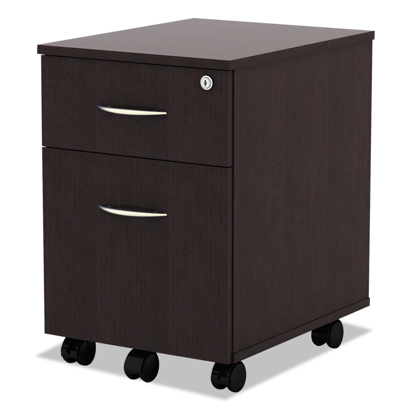 Alera Valencia Series Mobile Pedestal, Left or Right, 2-Drawers: Box/File, Legal/Letter, Espresso, 15.88" x 19.13" x 22.88"