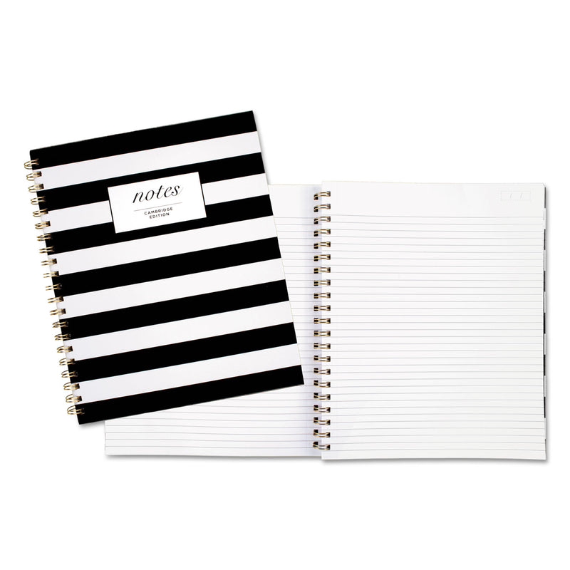 Cambridge Black and White Striped Hardcover Notebook, 1 Subject, Wide/Legal Rule, Black/White Stripes Cover, 11 x 8.88, 80 Sheets