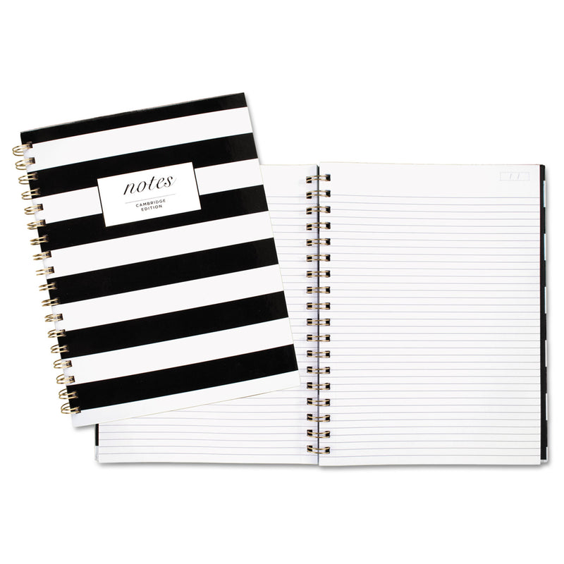 Cambridge Black and White Striped Hardcover Notebook, 1 Subject, Wide/Legal Rule, Black/White Stripes Cover, 9.5 x 7.25, 80 Sheets