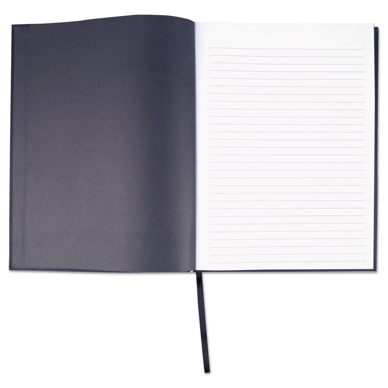 Universal Casebound Hardcover Notebook, 1 Subject, Wide/Legal Rule, Black Cover, 10.25 x 7.63, 150 Sheets