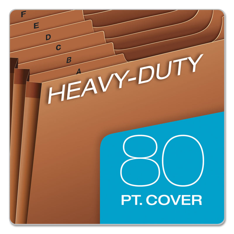 Pendaflex Heavy-Duty Open-Top Expanding Stadium File, 21 Sections, 1/3-Cut Tabs, Legal Size, Redrope