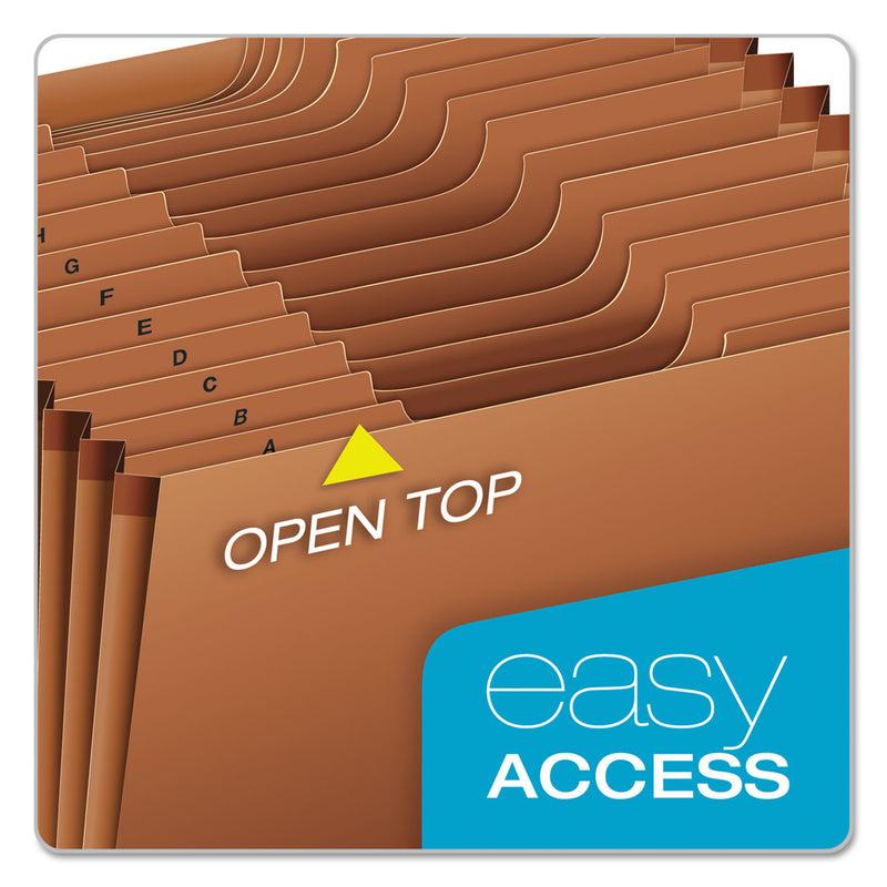 Pendaflex Heavy-Duty Open-Top Expanding Stadium File, 21 Sections, 1/3-Cut Tabs, Legal Size, Redrope