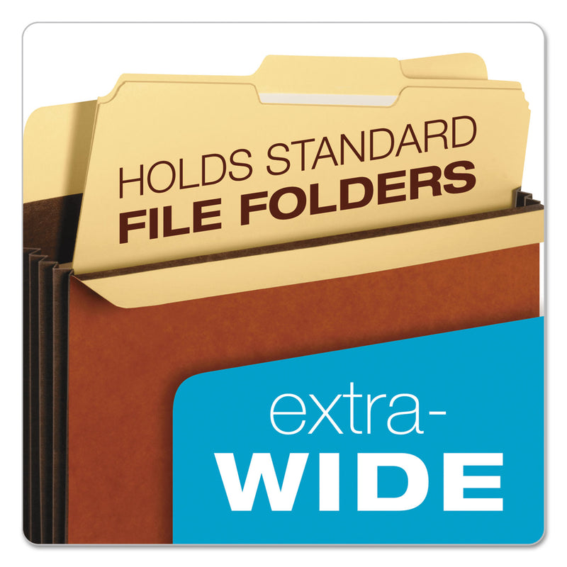 Pendaflex Extra-Wide Heavy-Duty File Pockets, 5.25" Expansion, Letter Size, Redrope, 10/Box