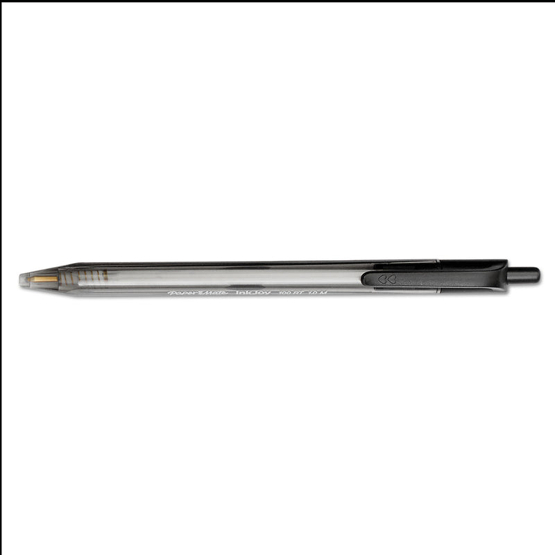 Paper Mate InkJoy 100 RT Ballpoint Pen, Retractable, Medium 1 mm, Black Ink, Black Barrel, 20/Pack