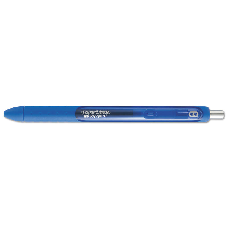 Paper Mate InkJoy Gel Pen, Retractable, Micro 0.5 mm, Blue Ink, Blue Barrel, Dozen