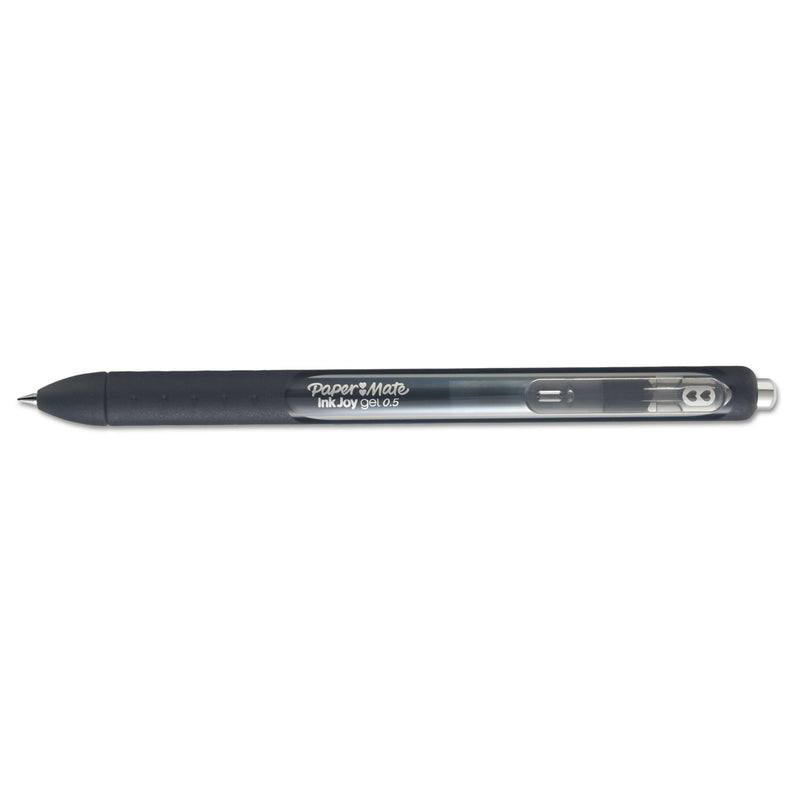 Paper Mate InkJoy Gel Pen, Retractable, Micro 0.5 mm, Black Ink, Black Barrel, Dozen