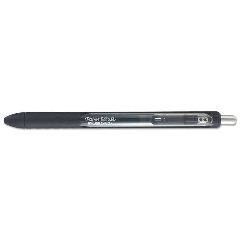 Paper Mate InkJoy Gel Pen, Retractable, Medium 0.7 mm, Black Ink, Black Barrel, Dozen