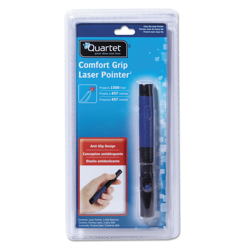 Quartet Classic Comfort Laser Pointer, Class 3A, Projects 1,500 ft, Blue