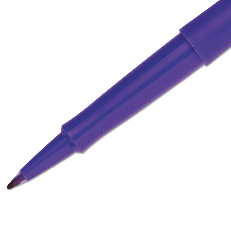 Paper Mate Point Guard Flair Felt Tip Porous Point Pen, Stick, Medium 0.7 mm, Purple Ink, Purple Barrel, Dozen