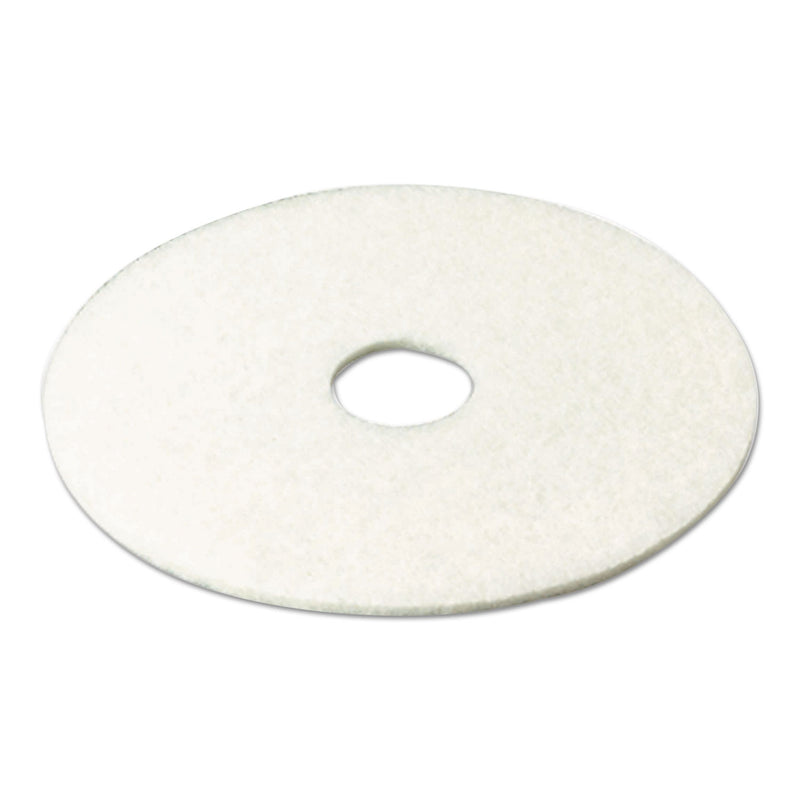 3M Low-Speed Super Polishing Floor Pads 4100, 19" Diameter, White, 5/Carton