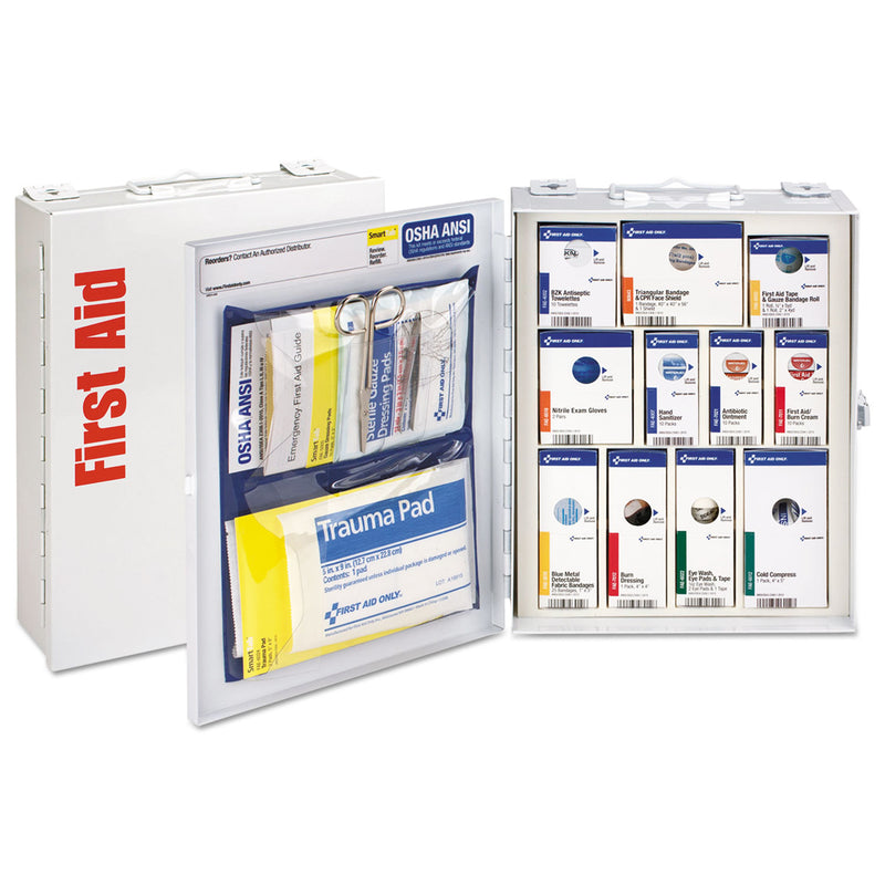 First Aid Only ANSI 2015 SmartCompliance Food Service Cabinet w/o Medication, 25 People, 94 Pieces, Metal Case