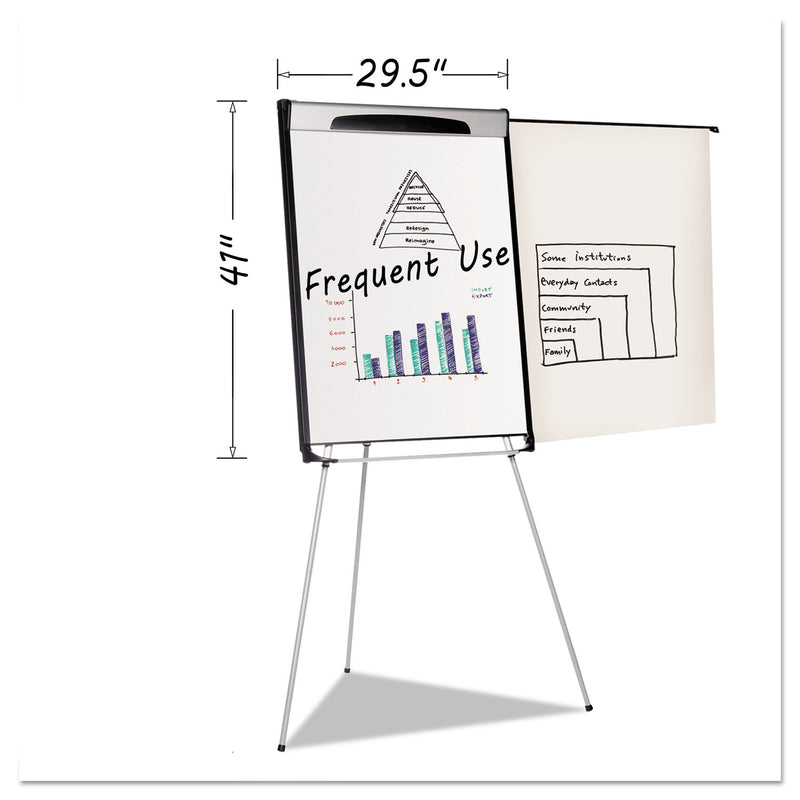 MasterVision Tripod Extension Bar Magnetic Dry-Erase Easel, 39" to 72" High, Black/Silver