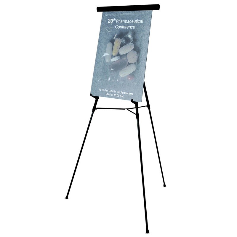 MasterVision Telescoping Tripod Display Easel, Adjusts 35" to 64" High, Metal, Black
