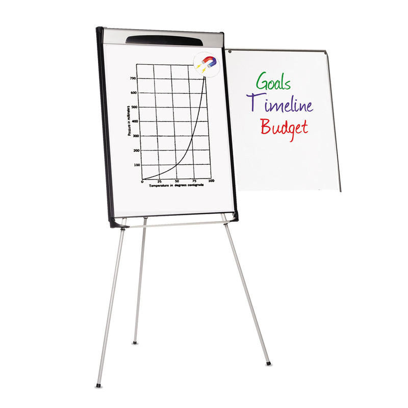 MasterVision Tripod Extension Bar Magnetic Dry-Erase Easel, 39" to 72" High, Black/Silver