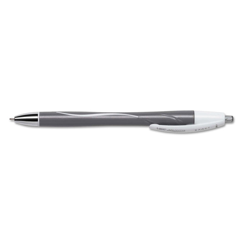 BIC GLIDE Exact Ballpoint Pen, Retractable, Fine 0.7 mm, Black Ink, Black Barrel, Dozen