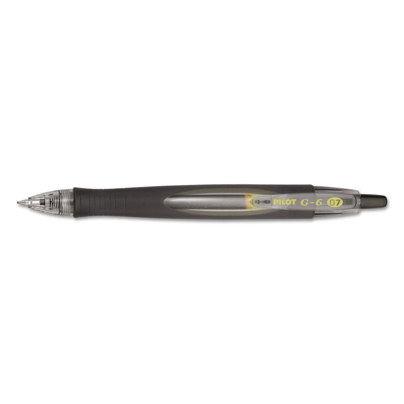 Pilot G6 Gel Pen, Retractable, Fine 0.7 mm, Black Ink, Black Barrel