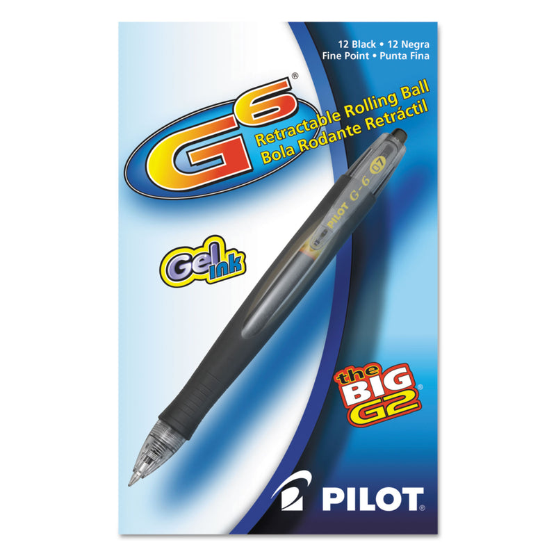 Pilot G6 Gel Pen, Retractable, Fine 0.7 mm, Black Ink, Black Barrel