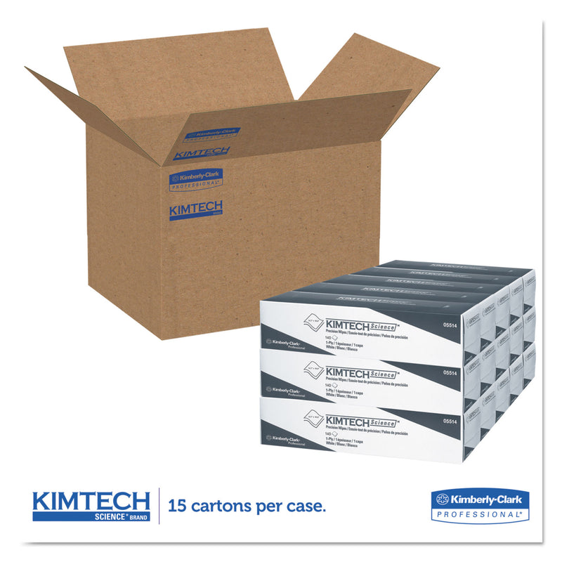 Kimtech Precision Wiper, POP-UP Box, 1-Ply, 14.7 x 16.6 White, 144/Box