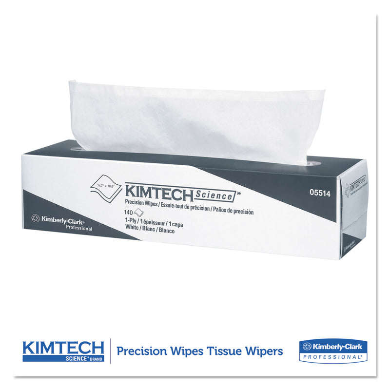 Kimtech Precision Wiper, POP-UP Box, 1-Ply, 14.7 x 16.6 White, 144/Box