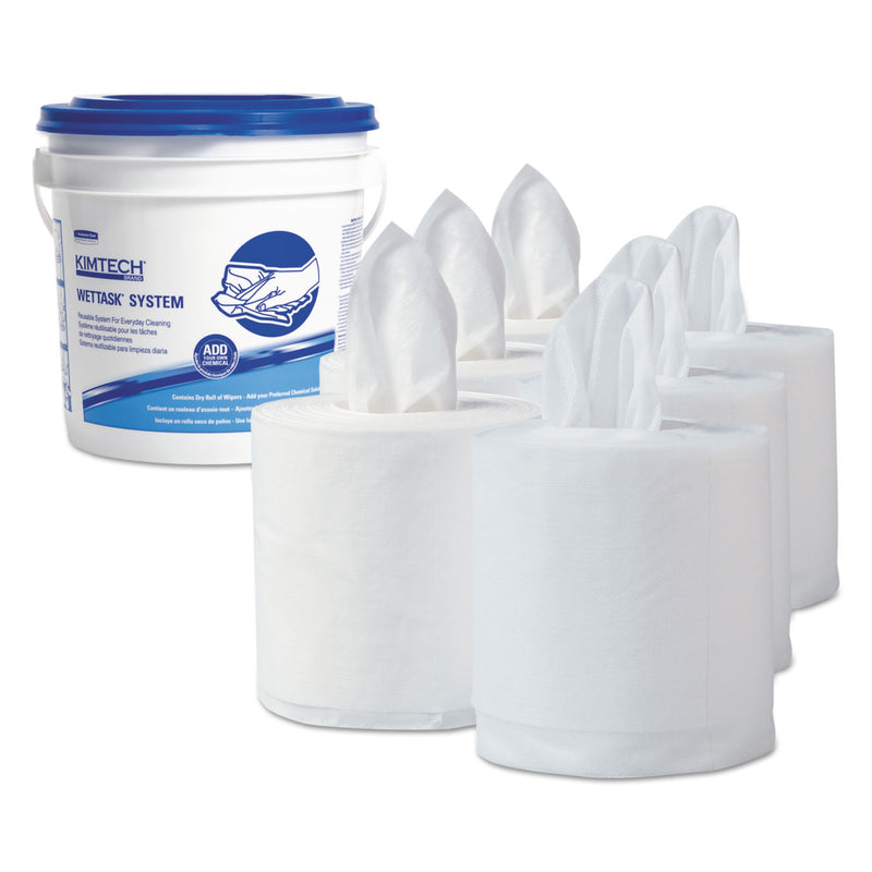 WypAll Power Clean Wipers for Solvents WetTask Customizable Wet Wiping System 12 x 12.5, Unscented, 60/Roll, 5 Rolls/1 Bucket/CT