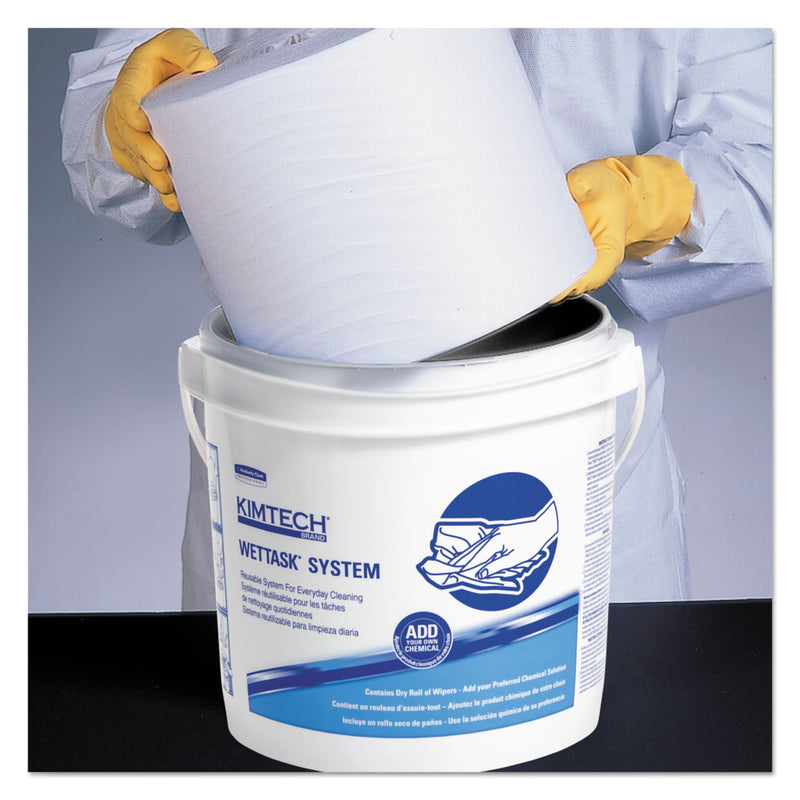 WypAll Power Clean Wipers for Solvents WetTask Customizable Wet Wiping System 12 x 12.5, Unscented, 60/Roll, 5 Rolls/1 Bucket/CT