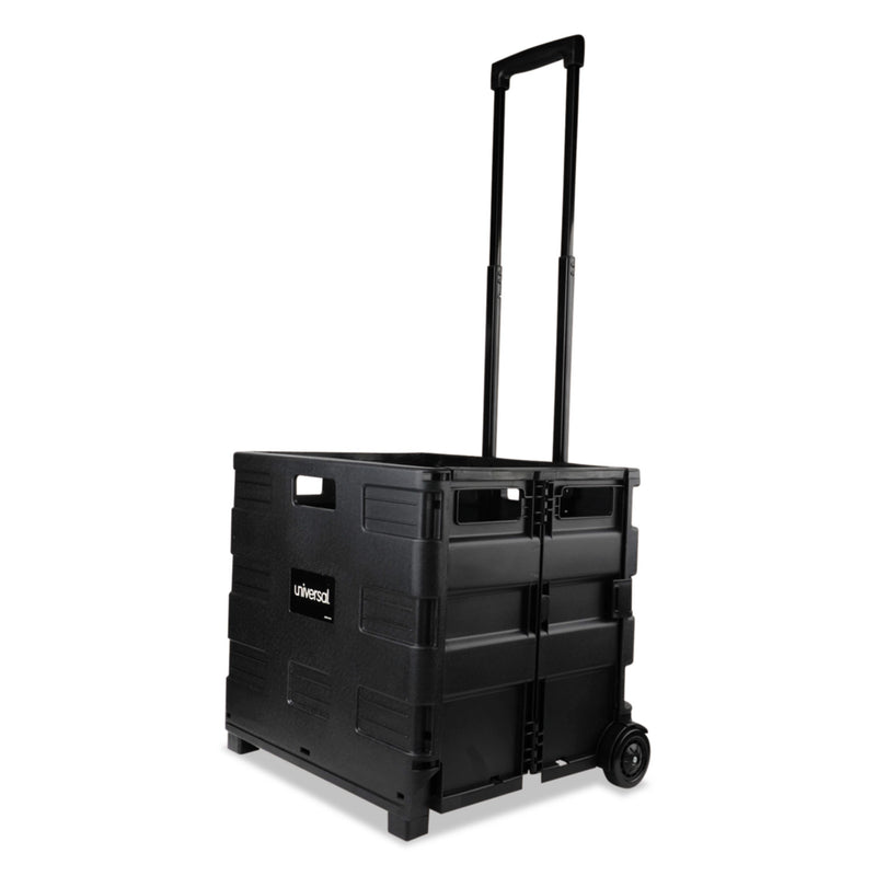 Universal Collapsible Mobile Storage Crate, Plastic, 18.25 x 15 x 18.25 to 39.37, Black