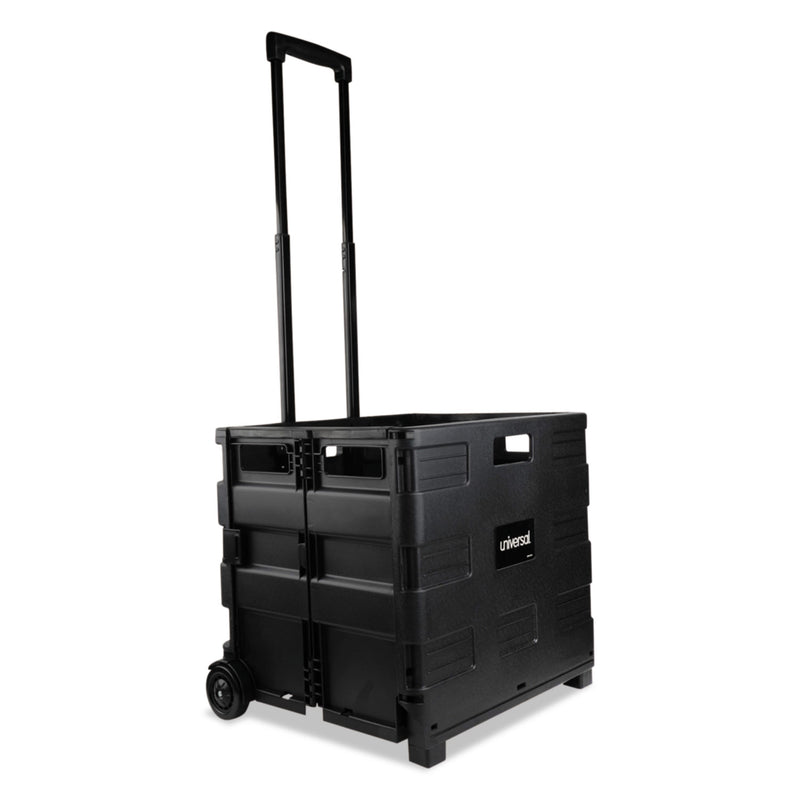 Universal Collapsible Mobile Storage Crate, Plastic, 18.25 x 15 x 18.25 to 39.37, Black