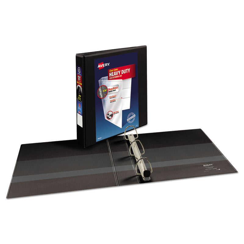 Avery Heavy-Duty View Binder with DuraHinge and One Touch EZD Rings, 3 Rings, 1.5" Capacity, 11 x 8.5, Black