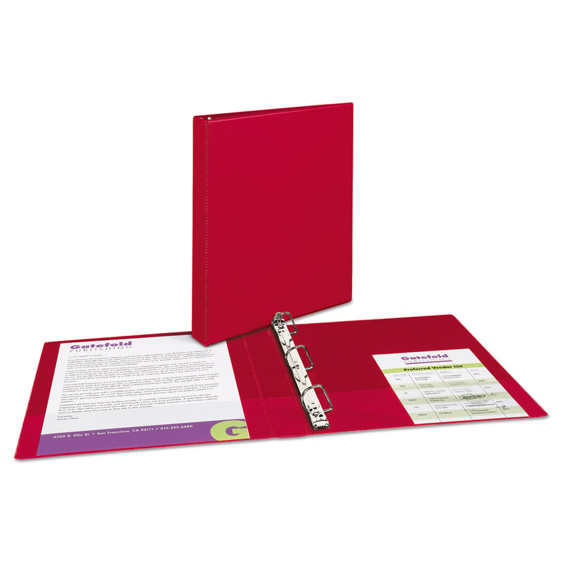 Avery Durable Non-View Binder with DuraHinge and Slant Rings, 3 Rings, 1" Capacity, 11 x 8.5, Red