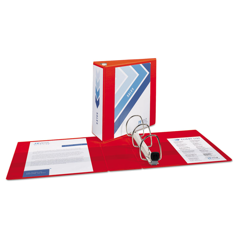 Avery Heavy-Duty View Binder with DuraHinge and Locking One Touch EZD Rings, 3 Rings, 4" Capacity, 11 x 8.5, Red