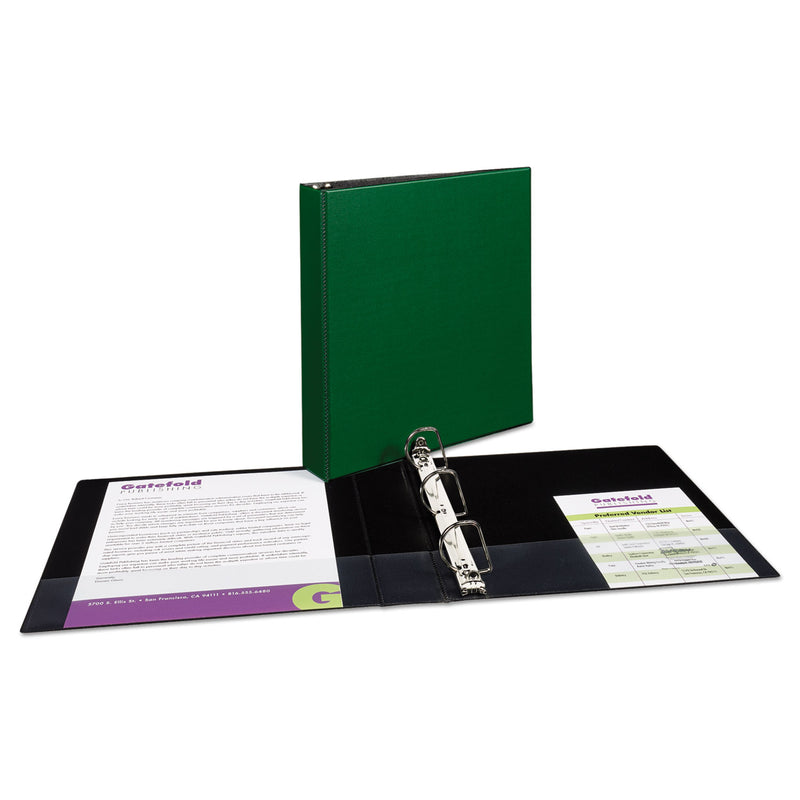 Avery Durable Non-View Binder with DuraHinge and Slant Rings, 3 Rings, 1.5" Capacity, 11 x 8.5, Green