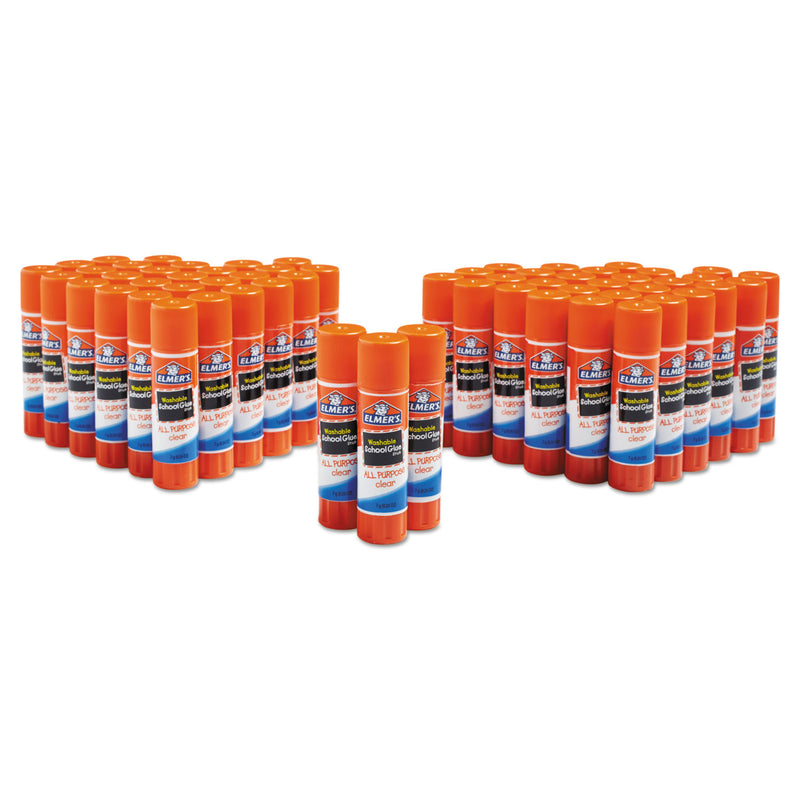 Elmer's Washable School Glue Sticks, 0.24 oz, Applies and Dries Clear, 60/Box