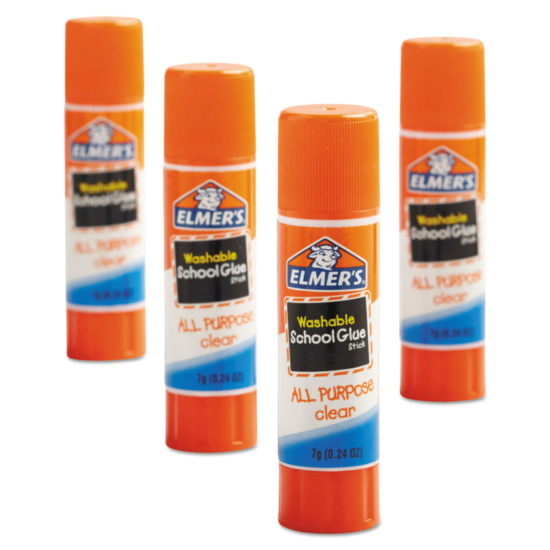 Elmer's Washable School Glue Sticks, 0.24 oz, Applies and Dries Clear, 4/Pack